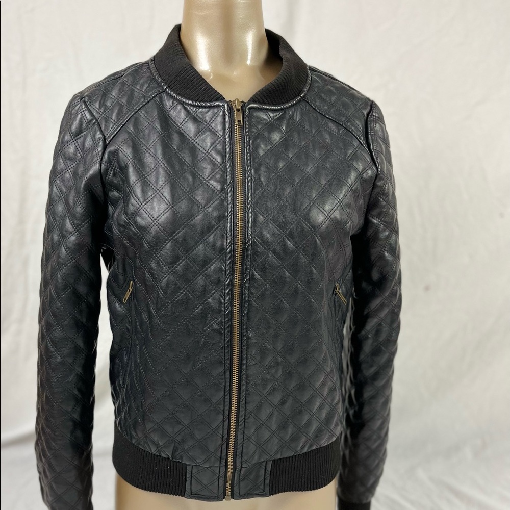 U 2 B Quilted Faux Leather Bomber | Small